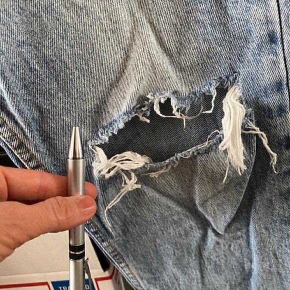 Zara The High Waist kick jeans size 6 blue distressed - Picture 7 of 9